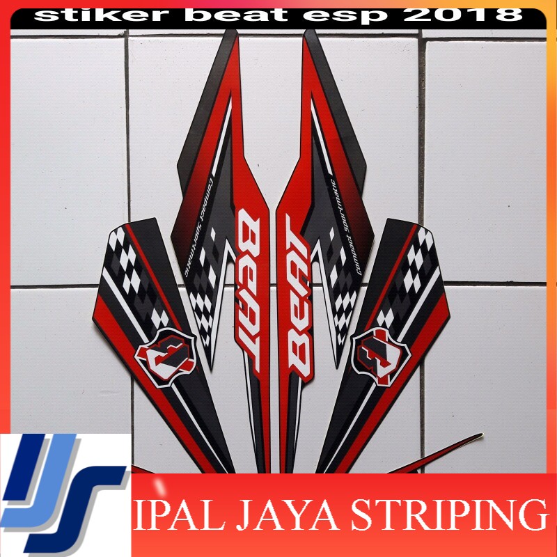 striping lis stiker motor beat fi esp 2018 full hitam-merah