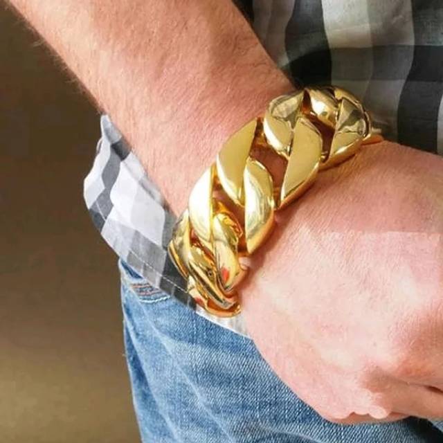 gelang pria  rantai jumbo besar  big size titanium gold cowok