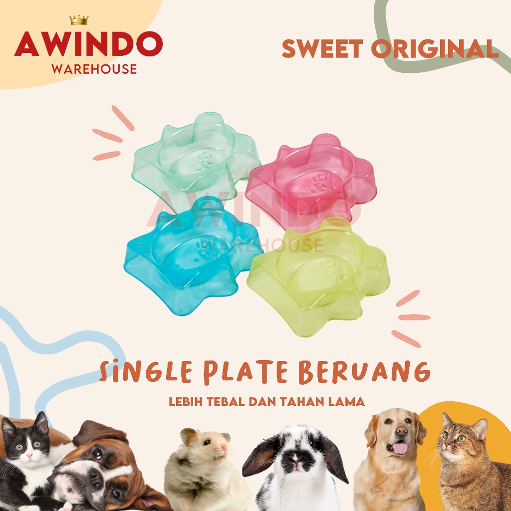 PLATE 01 - Tempat Piring Pakan Minum Makan Hamster Kucing Anjing Kelinci Pet Feeder Plate