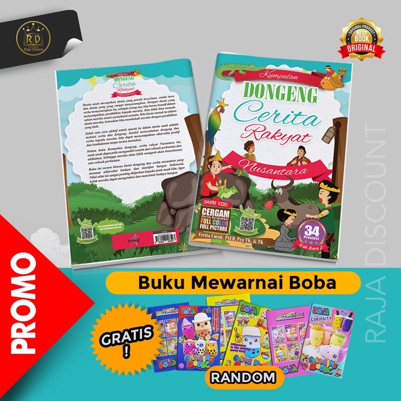 Buku KUMPULAN DONGENG CERITA RAKYAT NUSANTARA Free Coloring Book Boba