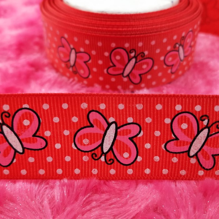 

Pita Grossgrain Kupu-Kupu 2,5cm - Merah