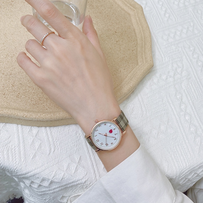 FYGALERYSURABAYA J185 Jam Tangan Analog Watch Wanita Strap Kotak Kotak Korean Style