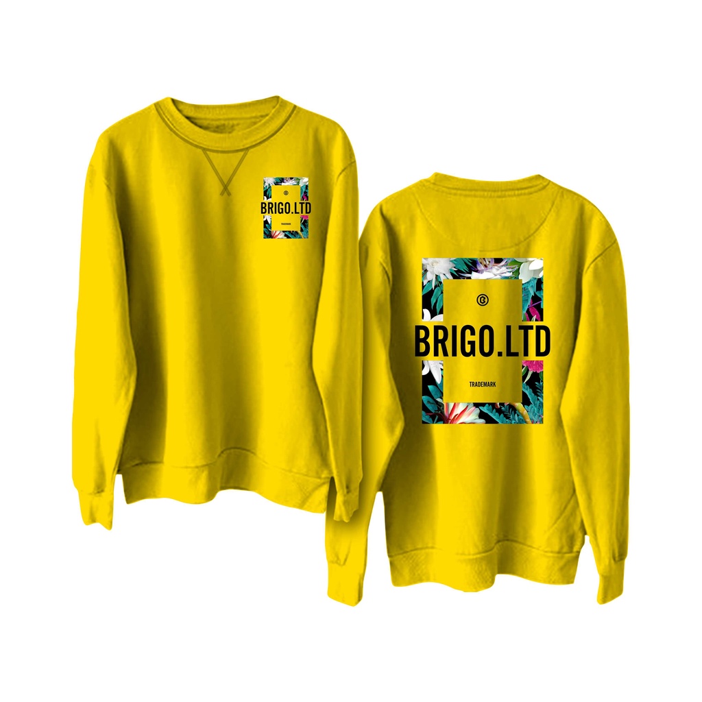 BRIGO Basic Sweatshirt  flower II Sweater Crewneck BRIGO flower Sablon DTF Fleece Cotton M-XXL (Pria &amp; Wanita) Free stiker&amp;Gantungan Kunci