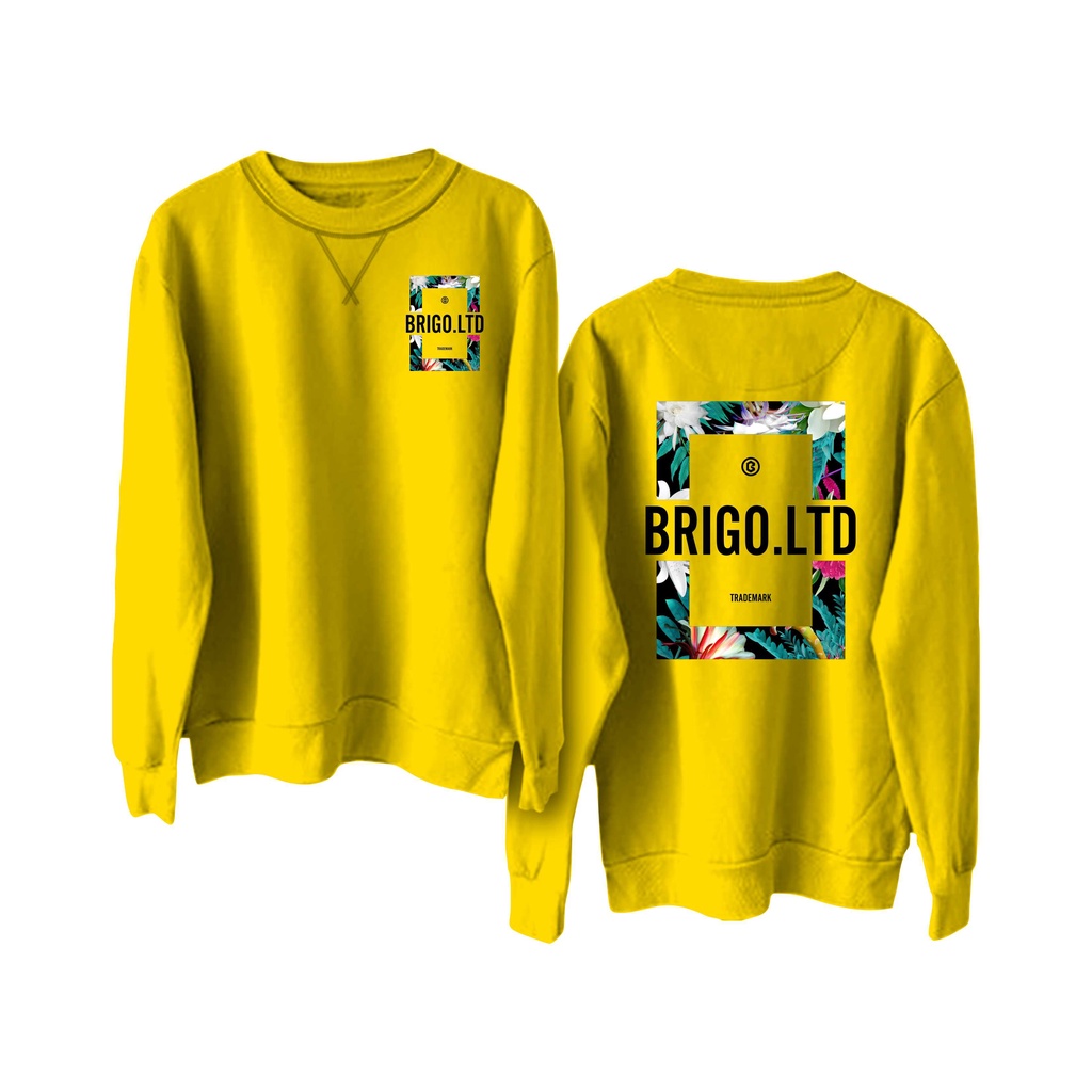 BRIGO Basic Sweatshirt  flower II Sweater Crewneck BRIGO flower Sablon DTF Fleece Cotton II SIZE M-XXL (Pria &amp; Wanita) Free stiker&amp;Gantungan Kunci