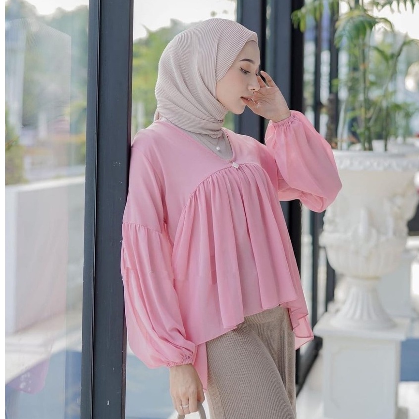 INZA BLOUSE CERUTI / DEALOVA BLOUSE CERUTY BABYDOLL TERLARIS TERBARU  BLOUSE WANITA CERUTY korean LEHER V