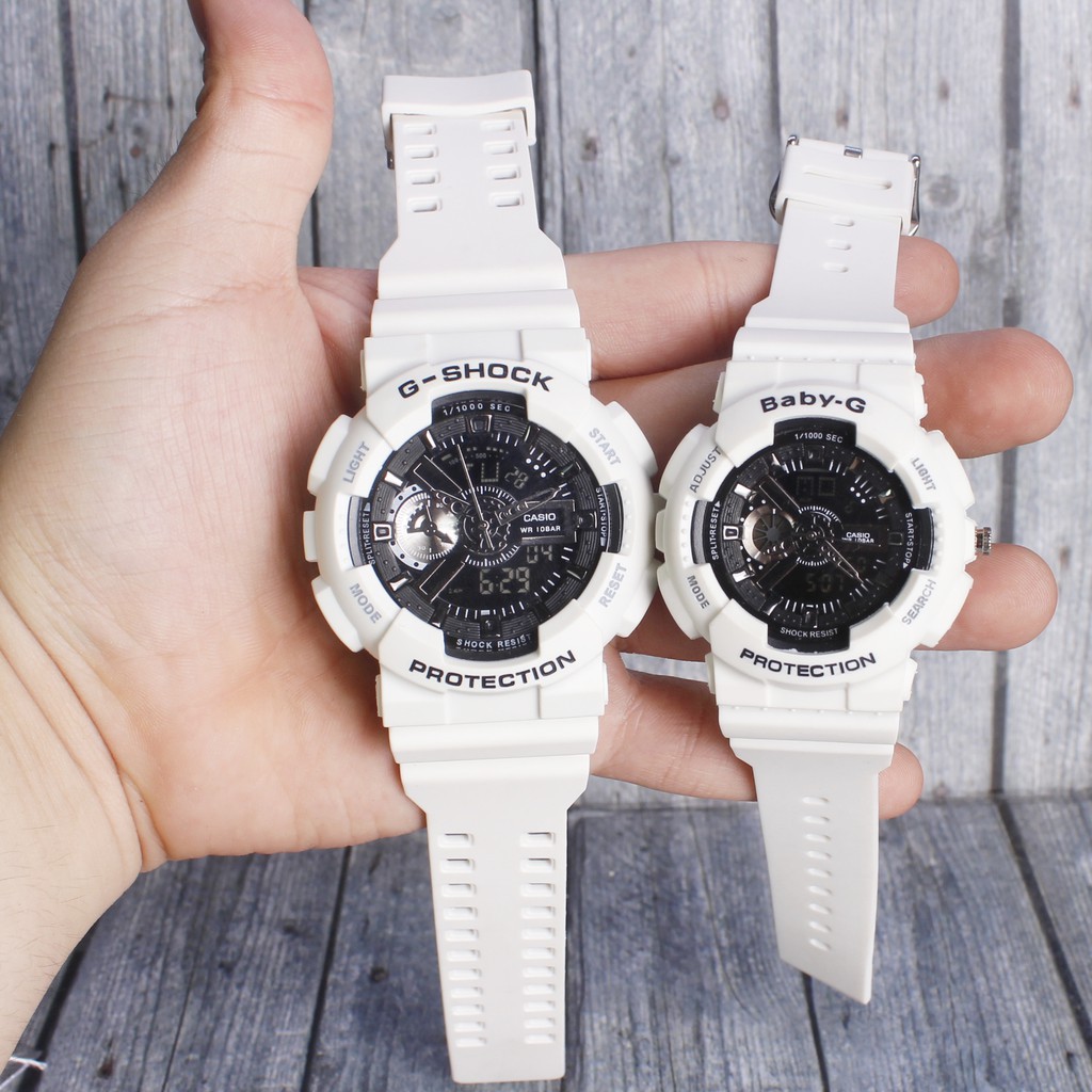 LIMITED EDITION  Jam CASIO COUPLE G-Shock & Baby-G GA110 full putih /white digital analog murah