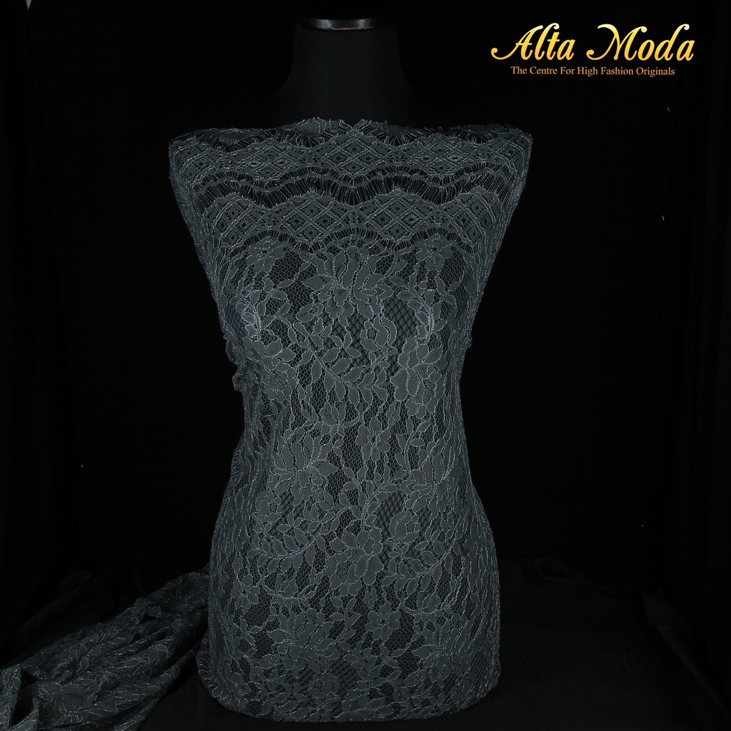 

Alta Moda Brokat Semi Perancis Cord Bunga Ktupat Charcoal (2.5M)