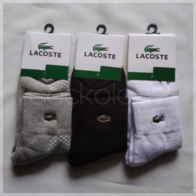 (min 3pcs @27.500) Kaos kaki Sport merk Lacoste 3/4 tebal (Premium Quality)
