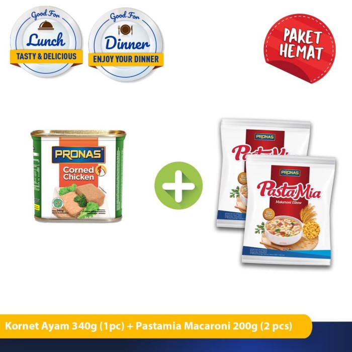

ds20112s Pronas Kornet Ayam 340 G Dan Macaroni 200 G Bundling 3 Pcs Xa20X1