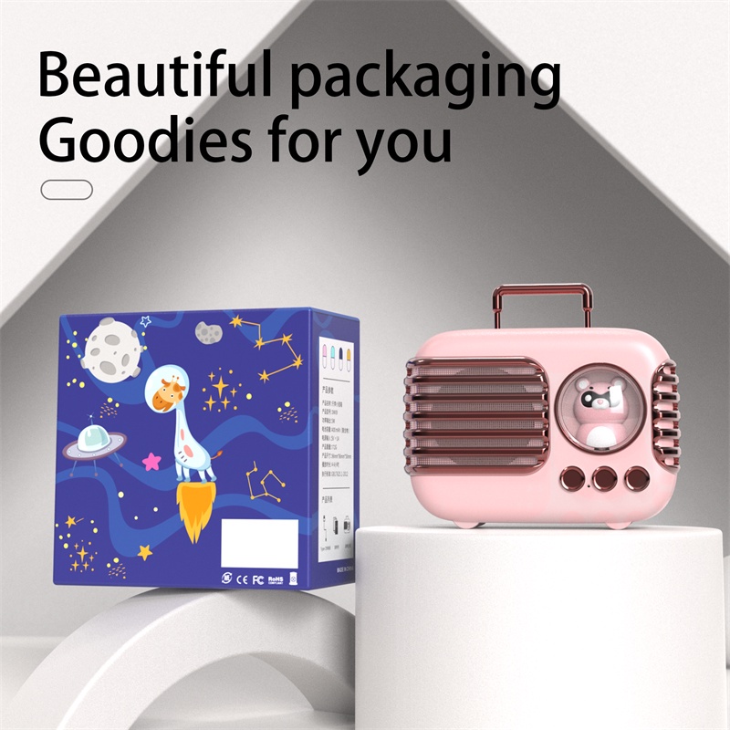 GOOJODOQ Bluetooth  Portable Speaker Cute Mini Wireless Small Stereo Retro Outdoor card Subwoofer