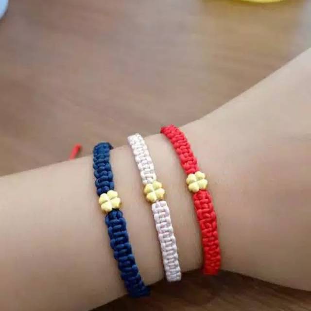 Gelang bunga clover kadar 24K emas asli