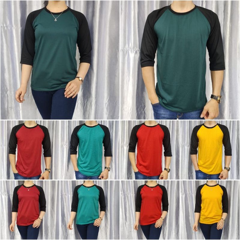 kaos polos reglan pria wanita MICRO unisex lengan 3/4 uk M L XL XXL