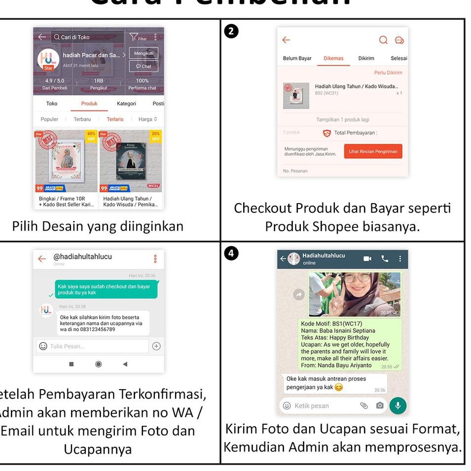 『Murah』 Hadiah Pacar, Sahabat, Teman Ucapan Ulang Tahun, Wisuda, Pernikahan Watercolor+ Bingkai Kayu