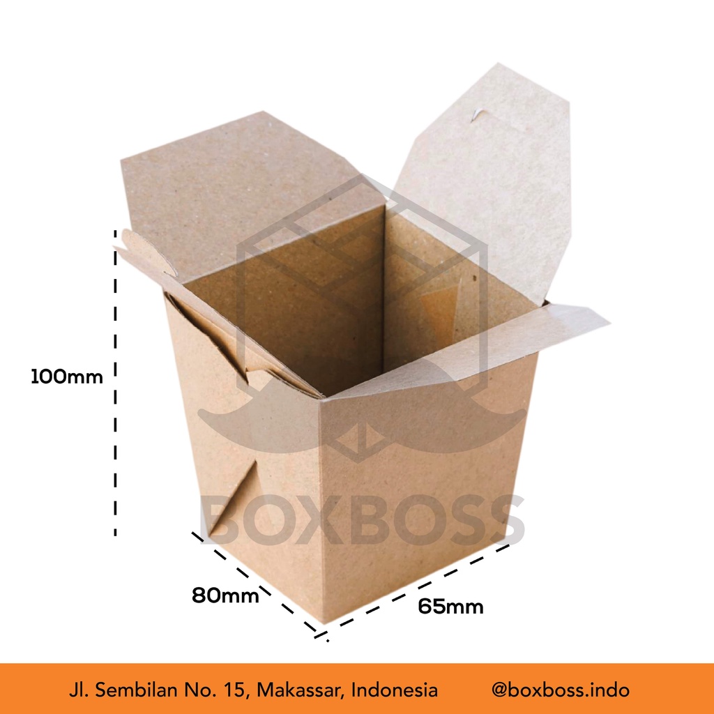 Paper Lunch Box (Box Kertas Makanan) 80 x 65 x 100 mm PE