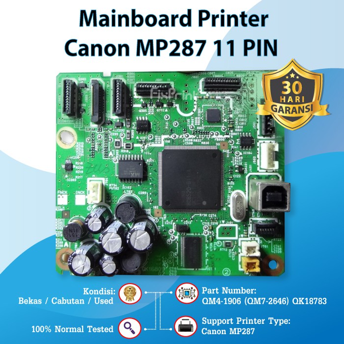 Mainboard Printer Canon MP287 Board Motherboard Pixma MP287 MP 287 Bekas Bergaransi 30 Hari