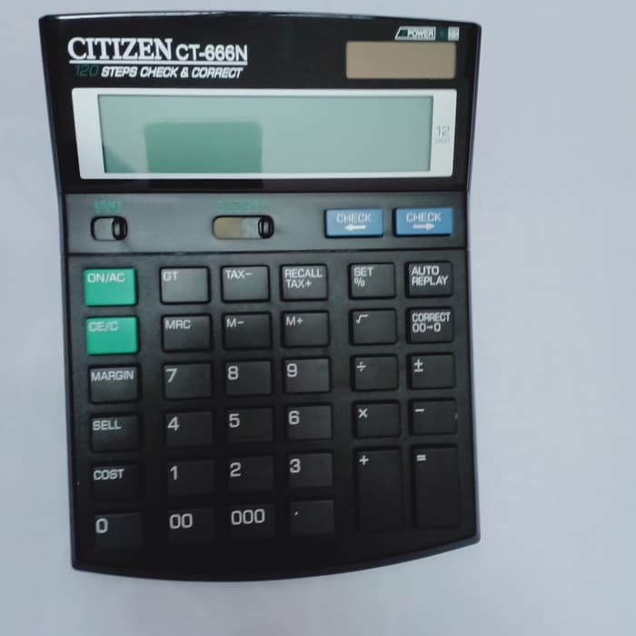 KALKULATOR CITIZEN CT666-N (120 STEPS - 12 DIGIT) Garansi 1 Thn Resmi - Hitam