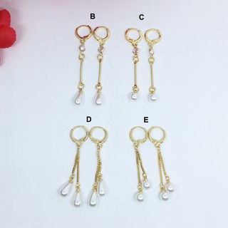 Anting Hoop Lapis  Emas  18k Xuping  Batu Polos Zircon Mewah 