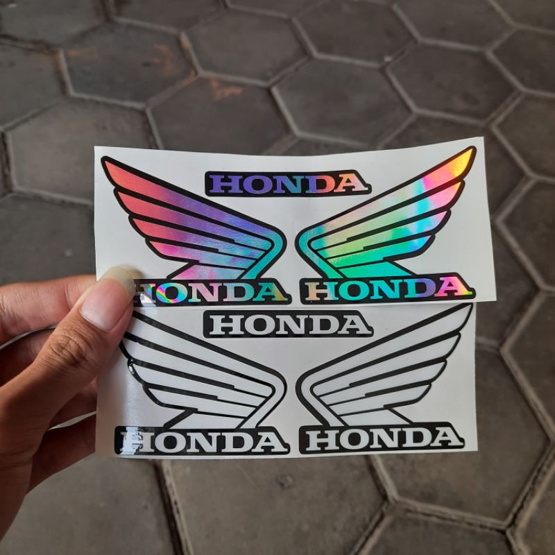 

Stiker Printing Logo Sayap HONDA WING Hologram Motor Sticker Print Cut Bahan Vinyl laminasi glossy