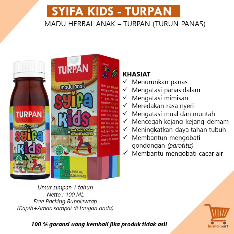 Madu Anak Syifa Kids TURPAN [Turun Panas] / Herbal Penurun Panas Anak Alami - Asli