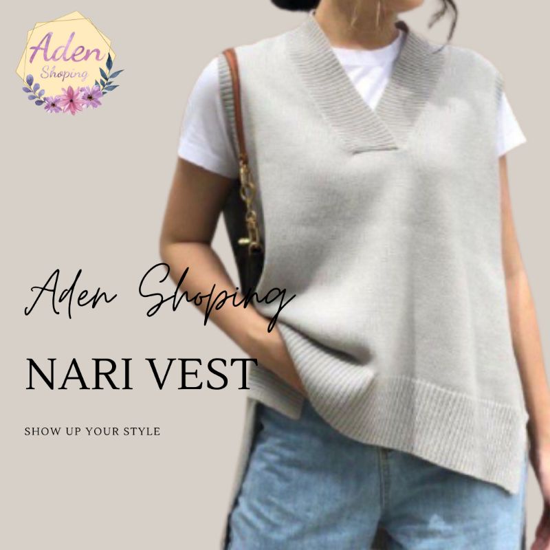 Nari Vest Rompi  Rajut  Haru Wanita  Panjang  Knit Vest 