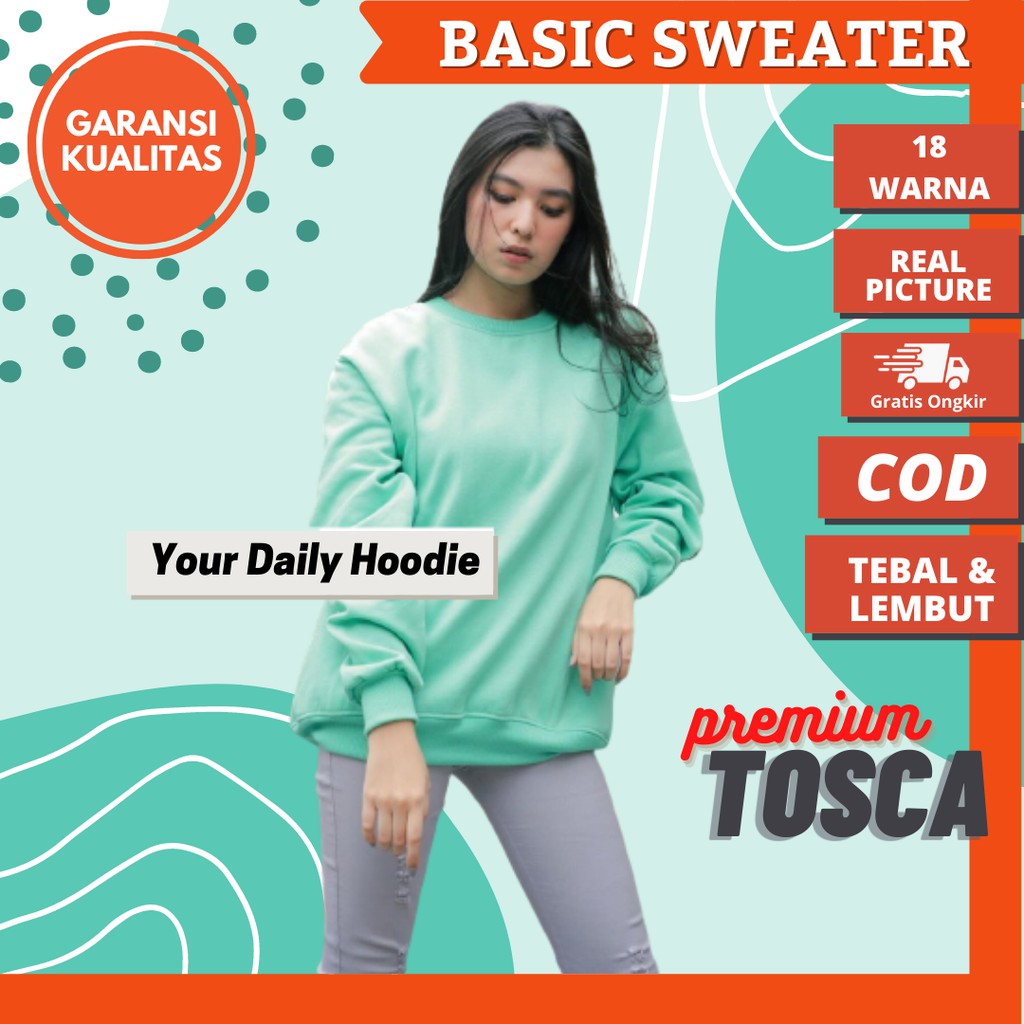 Sweater Tosca Mint Oversize Korea Couple Premium Cewek Cowok Tebal Halus Unisex M-XXXL Sweter Toska