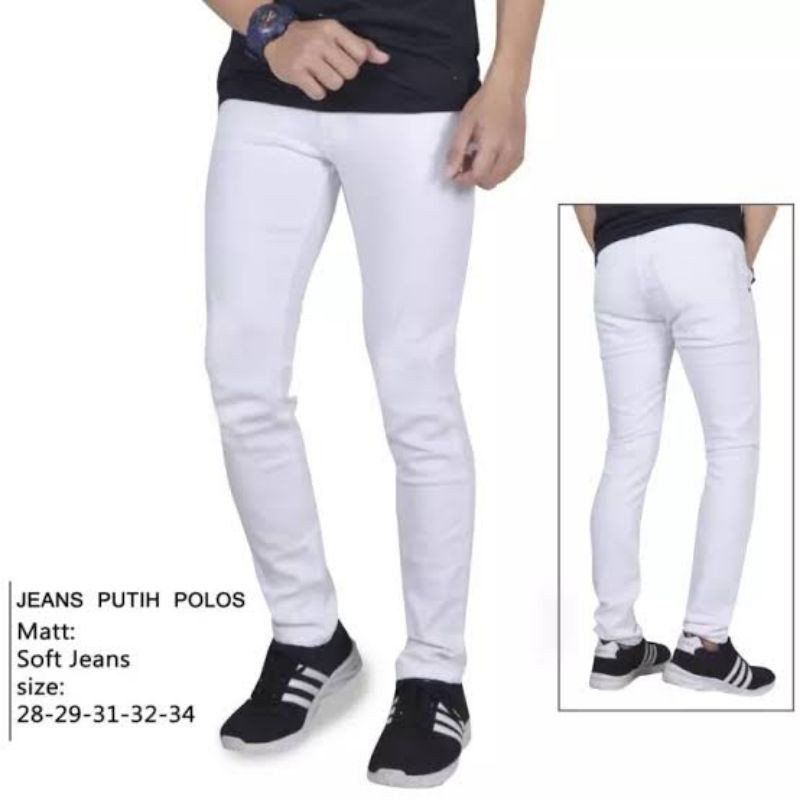 [COD] Celana Jeans Putih Pria Celana Putih Celana Pensil Celana Skinny Slimfit