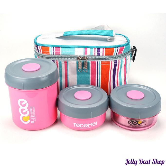 Lunch Box Set Stainless Steel Tedemei Kotak Makan Rantang Sup + Tas