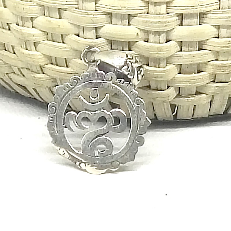 Liontin Mainan Kalung Perak Silver Bali Asli 925 Ongkara Omkara Simbol Bulat Tipis