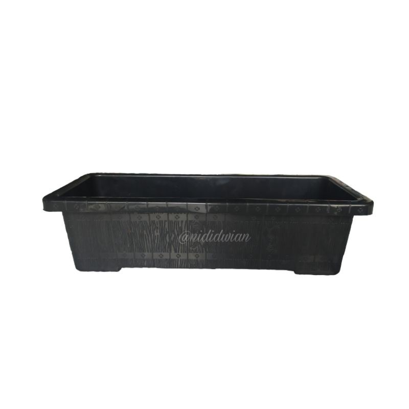 Pot bunga plastik pot segi panjang motif kayu hitam