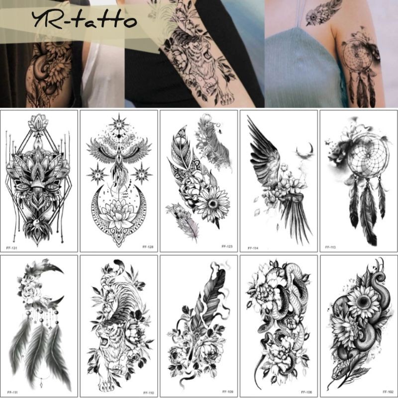 Tatto temporary Model ular Sayap Kembang Bunga model FF