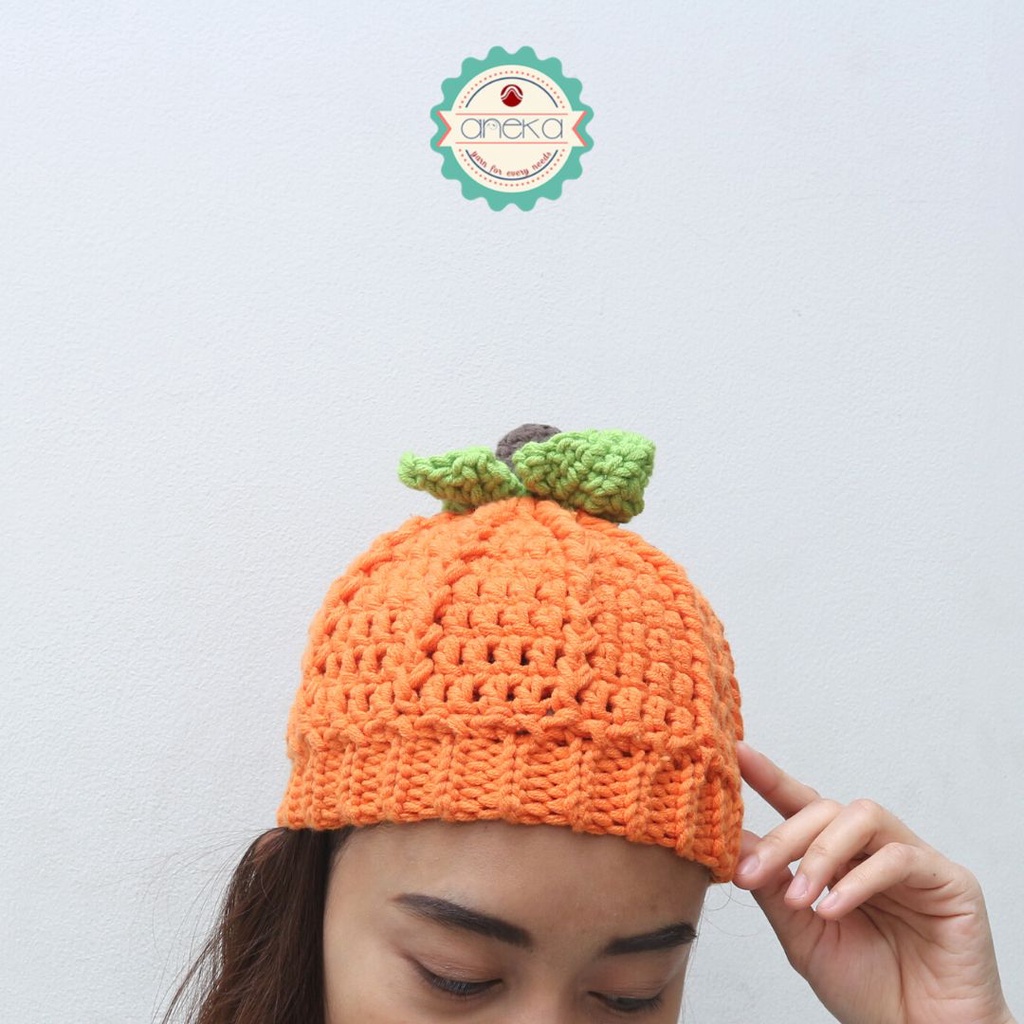 DIY Pumpkin Hat Starter KIT Paket Merajut Pemula Lengkap Benang Rajut Mawar / Hampers DIY Topi Rajut Halloween