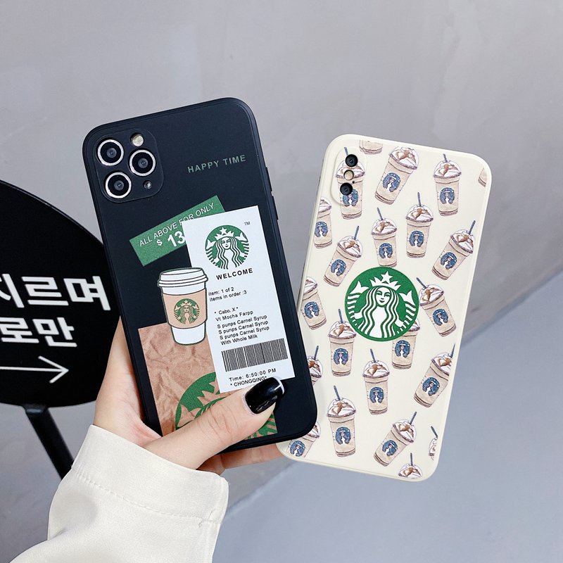 case casing softcase jember Black & White Starbucks Soft Case iP iPhone 6 6S 7 8 + Plus X XS XR 11 1