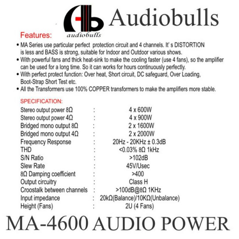 Power AB Audiobulls MA-4600 Power AB Audiobulls Premium Original