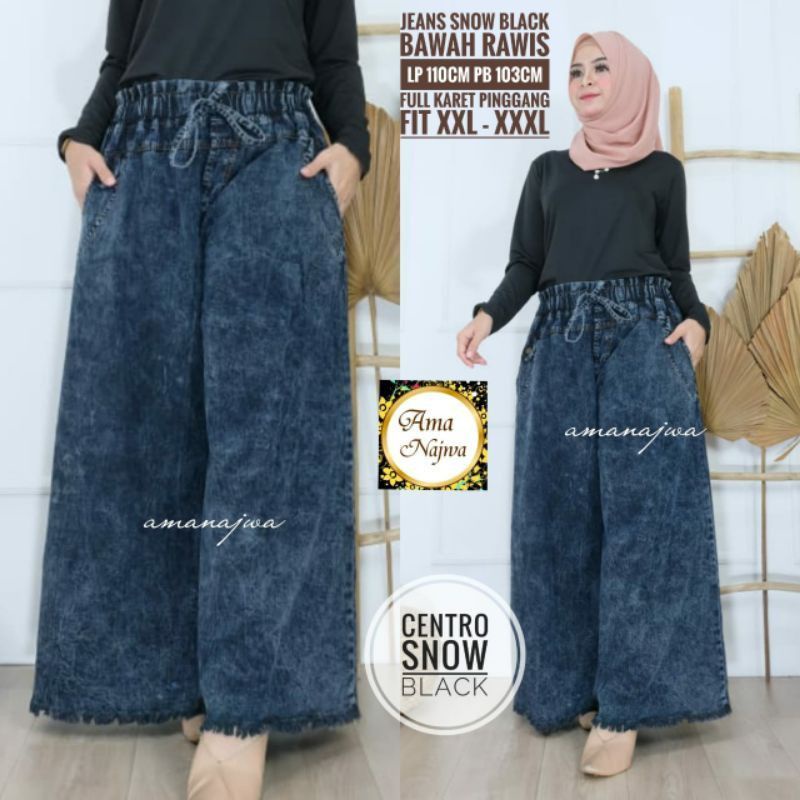 Kulot jumbo celana jeans jumbo wanita pinggang karet kulot rawis big size celana jumbo