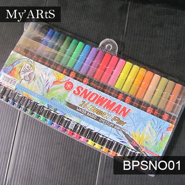 

(TERLARIS) Snowman Brush pen 24 warna set lettering kaligrafi Snowman Brushpen