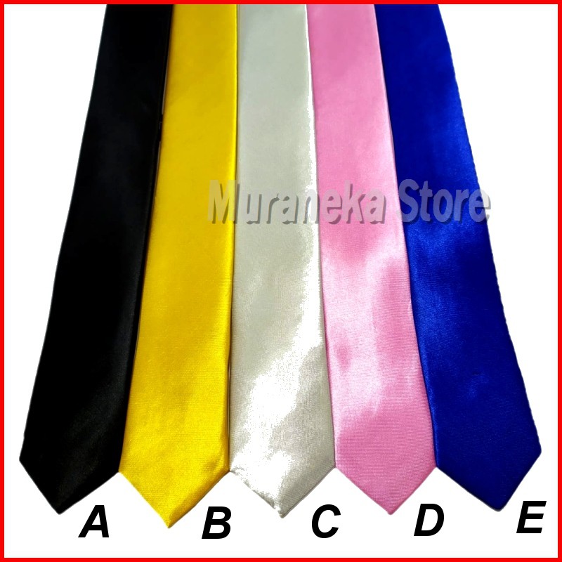 Dasi Slim 2 Inch 5 Pria Wedding Hitam Kuning Polos Pink Kemeja Biru Pernikahan Wisuda bca Merah