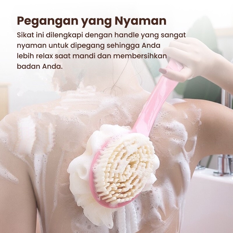 Sikat Punggung Shower Puff Mandi 2in1