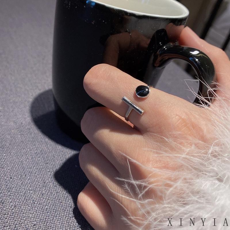 【COD】Cincin Jari Telunjuk Model Terbuka Desain Bulat Warna Hitam