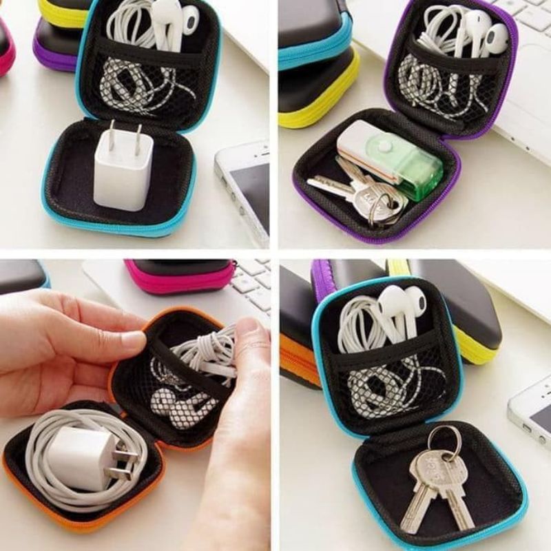 COD✓ Travel Pouch Dompet Headset Case Organizer Tempat Headsfree  Koin Kunci Kotak