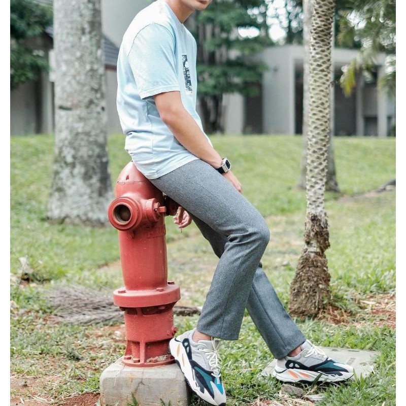 Lesta Langgeng Celana Formal Pria Kerja Bahan Kain Gabardine Warna Abu Muda Slimfit 27-38