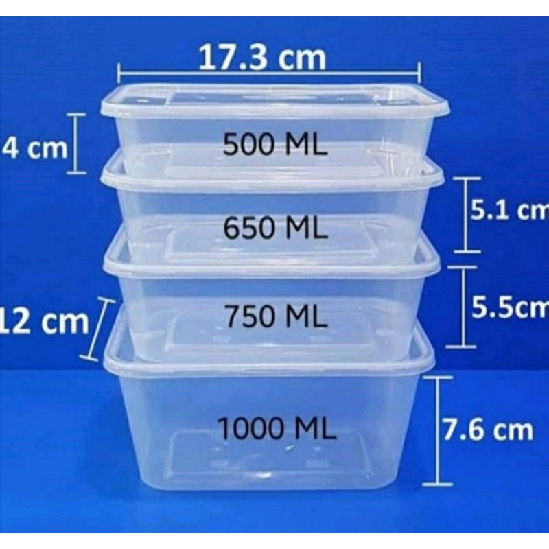 Thinwall Food Container 500ml / 750ml / 1000ml isi 25 pcs