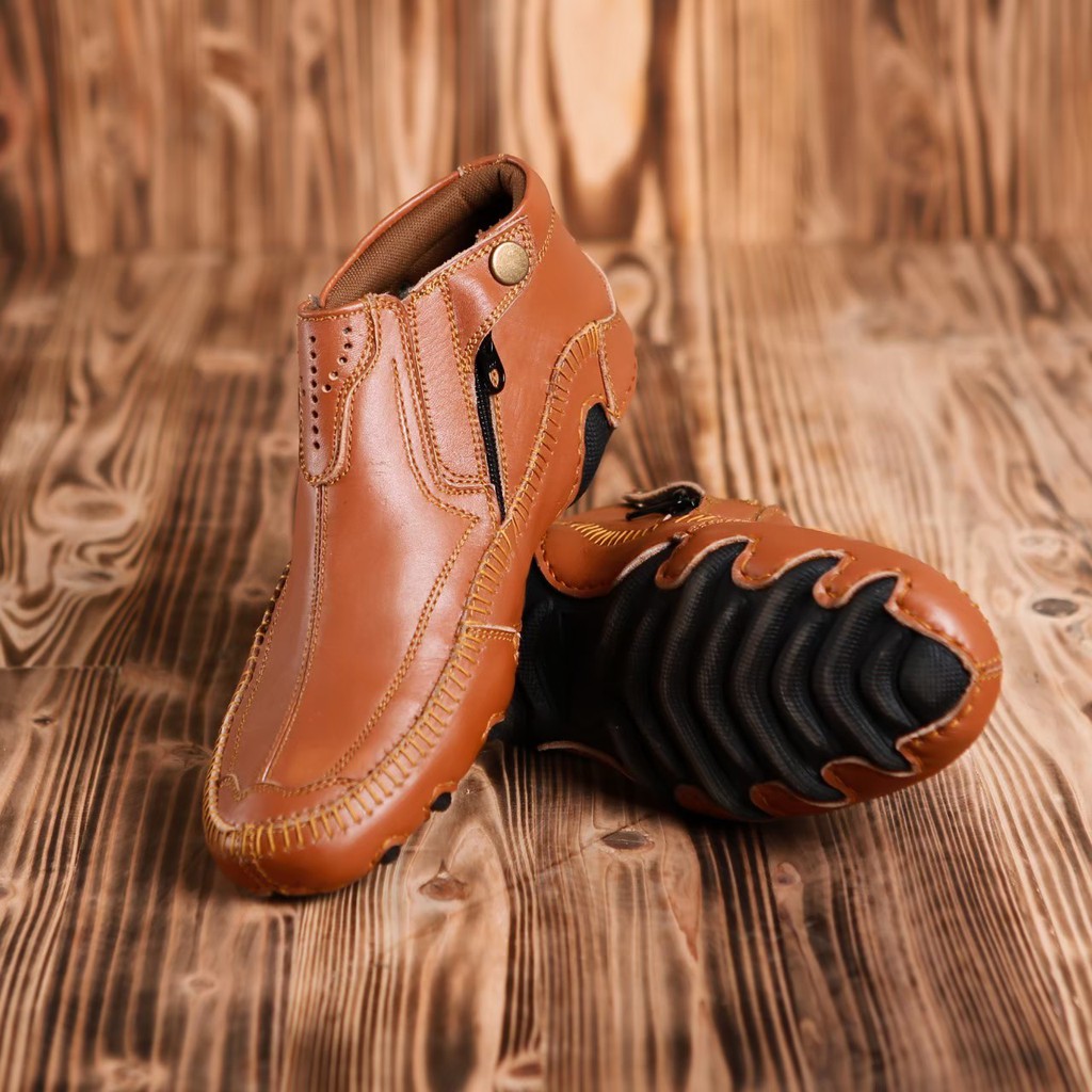 sepatu motor biker touring kulit asli Country boots gazen sepatu boots pria kulit