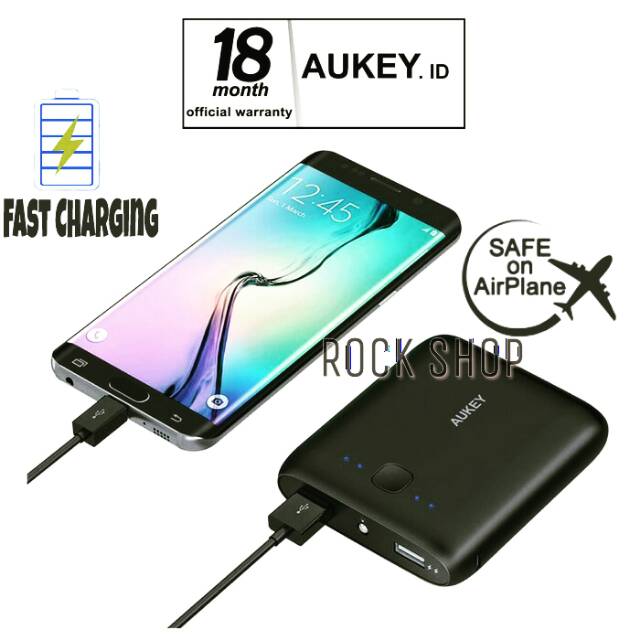 Aukey PB-N42 PowerBank 10000 mAh Fast Charging 2.1A - Garansi 18 Bulan