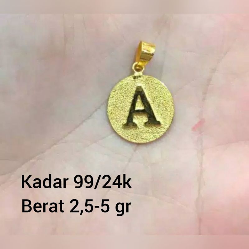 Liontin nama inisial emas 24 k kadar 99%
