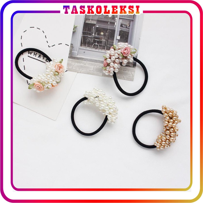 ☛TK☚ R124 Ikat Rambut Hairpin Mutiara Headband Bahan Karet Polos FASHION WANITA MURAH IMPORT