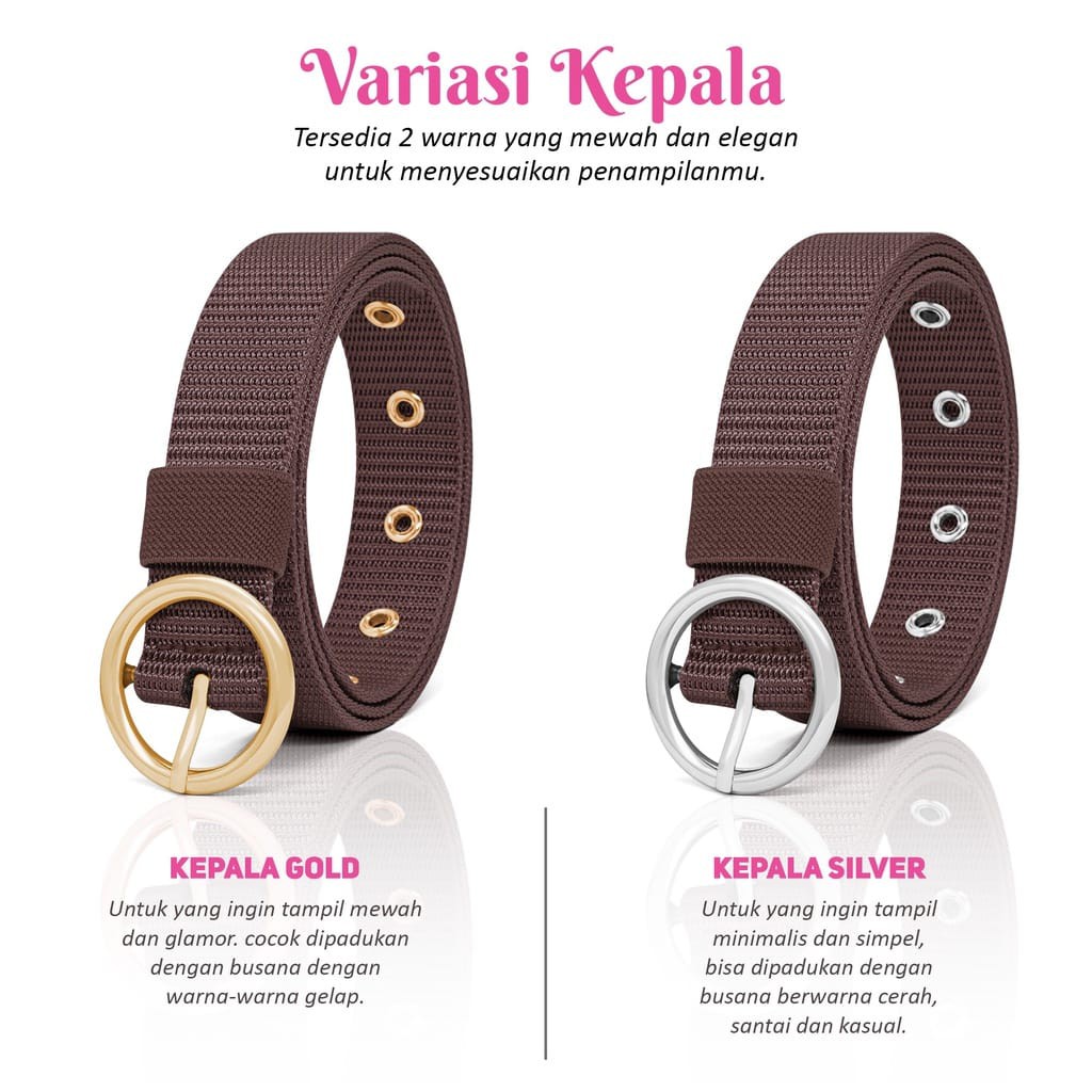 IKAT PINGGANG WANITA TALI GESPER NYLON CANVAS SABUK PREMIUM WOMEN BELT FASHION CODE: SD-35