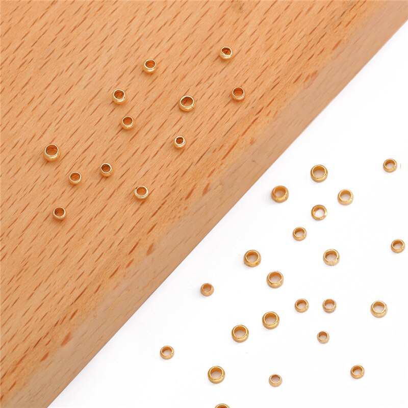 18K Gold Plated 100Pcs 2.5mm 3mm Copper Ball Crimp End Stopper Spacer Beads for DIY Necklace Bracelet Jewelry Findings Making