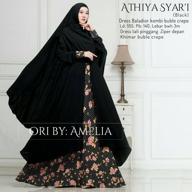 ATHIYA SYARI MURAH gamis original by amelia hijab baju muslim terbaru gamis syari motif  busui