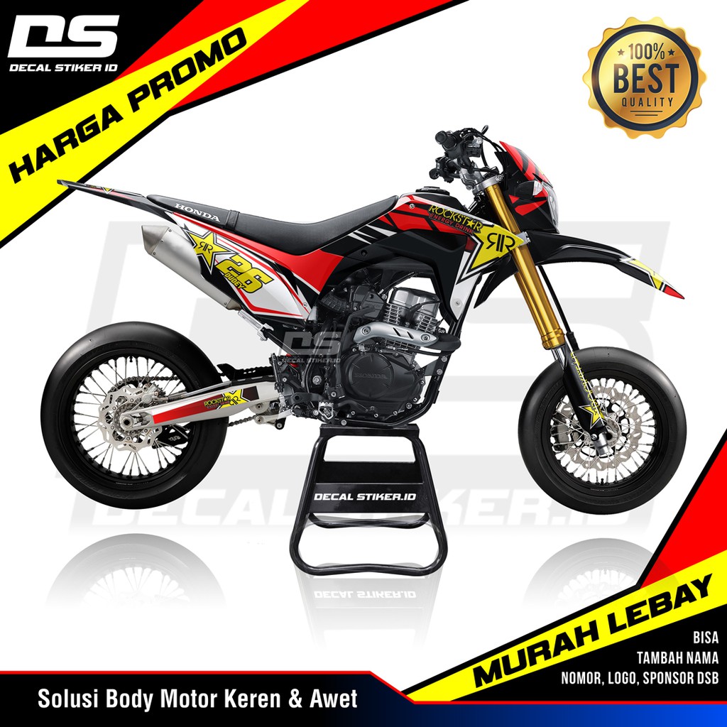 Decal Stiker CRF, Stiker CRF Hitam Rockstar Bahan Premium Ritrama, Banyak pilihan motif
