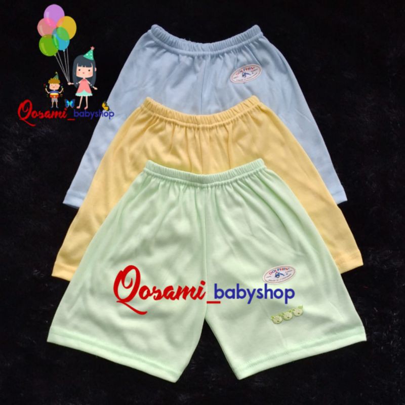 DOLPHIN  3 pcs Celana Pendek 3/4 Bayi Polos Uk M, L, SNI